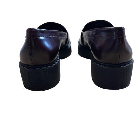 Vince Camuto Women's Echika Leather Platform Lug Loafers Bordeaux Size 7.5 New - Picture 5 of 11